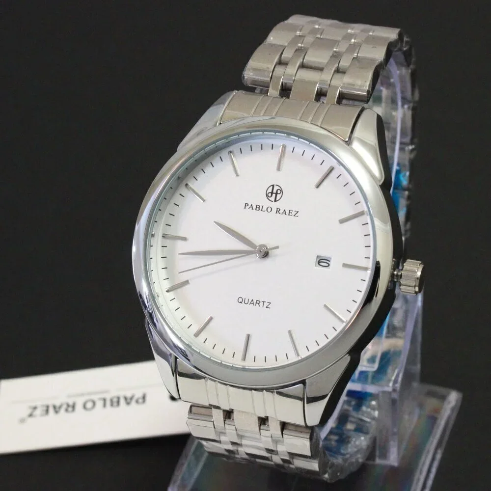 Men's Casual Fashion Watch Silver Tone Butterfly Clasp 40mm